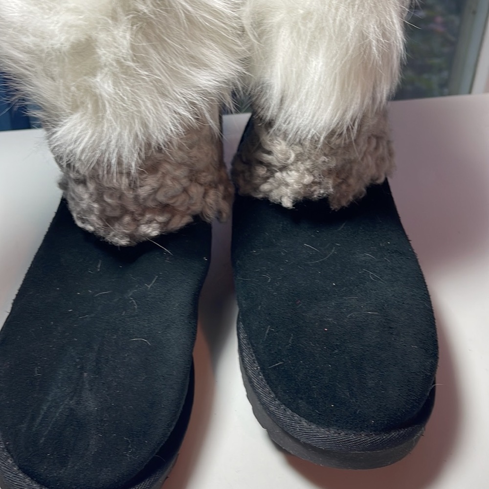 Ugg Classic Short Patchwork Fluff Black Boots - image 2